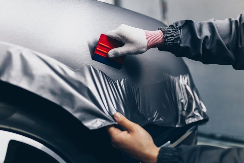 Car Wrap — Black Vinyl on Hood